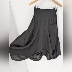 LUNA LUZ Skirt XS Francesca Linen Lagenlook Asymmetric Harem Architectural Midi